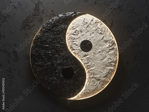 Abstract Yin Yang Symbol with Unique Texture and Lighting