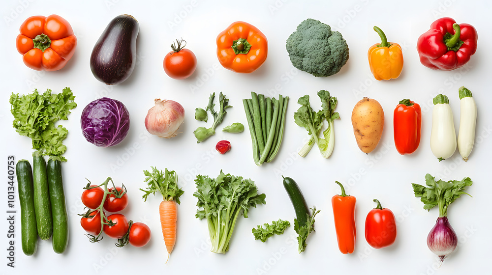 Fresh vegetables on a white background design. Healthy food concept isolated on a white background design,