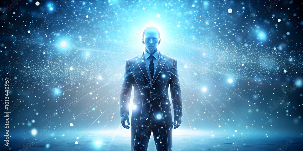 Fototapeta premium Futuristic Flat Abstract Illustration of Glowing Snowball Fight: Vibrant Digital Effects in a Winter Landscape for Engaging Winter Advertising