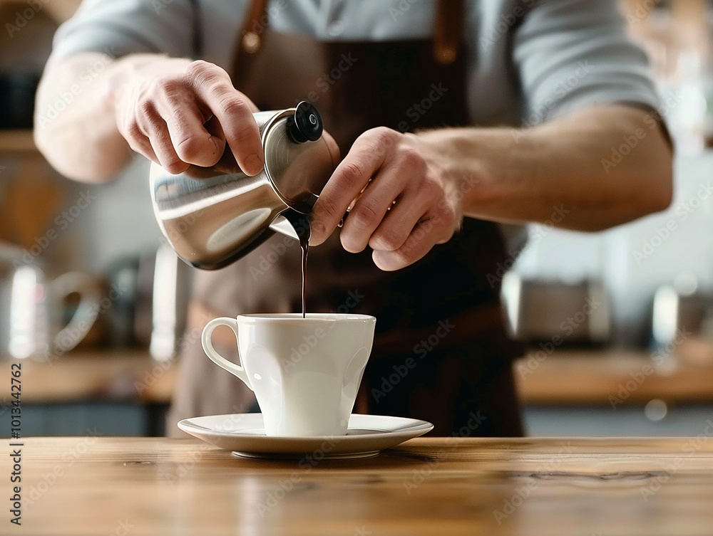 a barista serving a special coffee a barista serving a special coffee