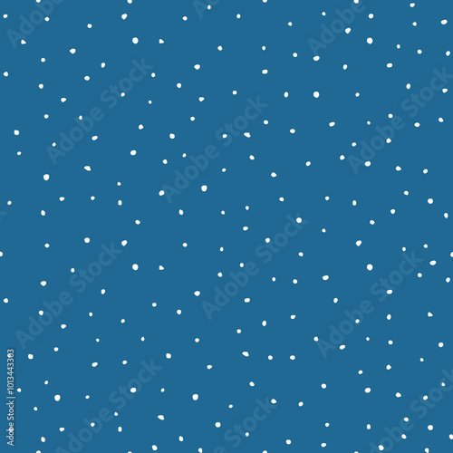 Seamless pattern, falling snow, shapeless circles and dots of different sizes	