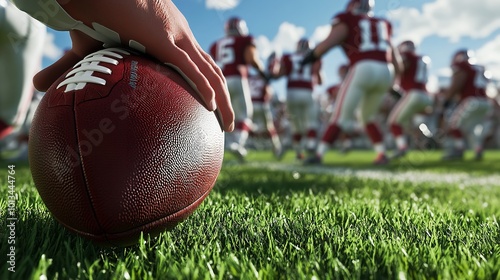 American Football on a Grassy Field in Action photo