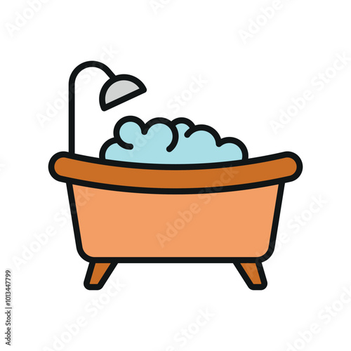 Bathtub bathroom icon vector basic design simple and modern concept graphic