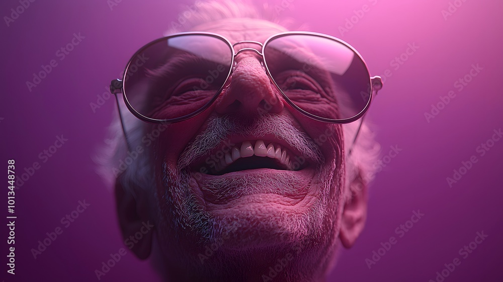 Cheerful Elderly Man in Oversized Sunglasses Cheerful Elderly Man in Oversized Sunglasses