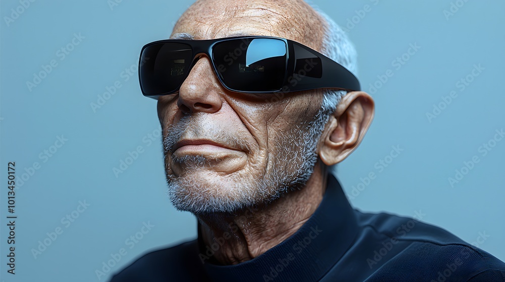Elderly Man with Sunglasses in Modern Style Elderly Man with Sunglasses in Modern Style