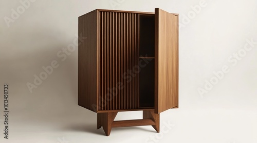 Modern Wooden Cabinet with Open Door