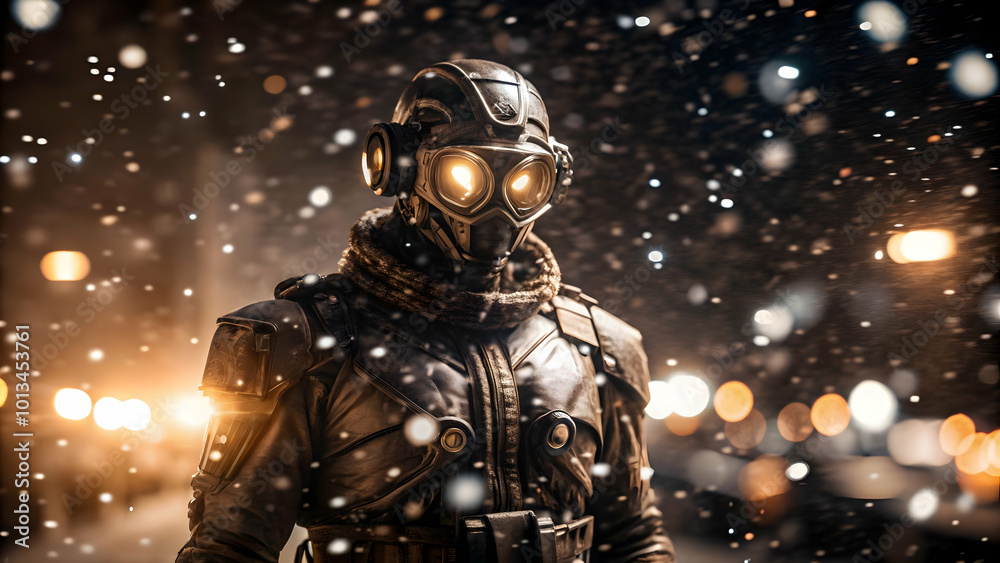 Futuristic Winter Gear in Glowing Abstract Figure Amidst a Radiant Snowstorm � Dynamic Winter Scene for Photo Stock Concept Futuristic Winter Gear in Glowing Abstract Figure Amidst a Radiant Snowstorm � Dynamic Winter Scene for Photo Stock Concept