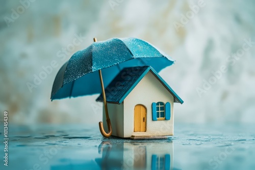 Model of a house under an umbrella. Concept of insurance and security of real estate	