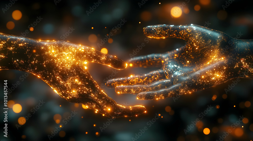 3D Close-Up of Intertwined Hands with Futuristic Digital Glow Symbolizing Unity, Equality, and Solidarity for Human Rights Day � Macro Shot on White Background 3D Close-Up of Intertwined Hands with Futuristic Digital Glow Symbolizing Unity, Equality, and Solidarity for Human Rights Day � Macro Shot on White Background
