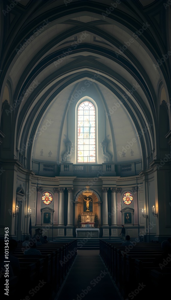 Fototapeta premium interior of the church cathedral prayer pray empty