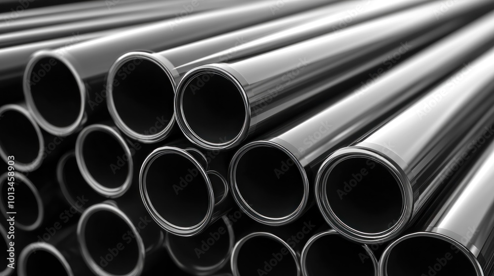 Stacked Chrome Pipes: A Study in Reflective Surfaces Stacked Chrome Pipes: A Study in Reflective Surfaces