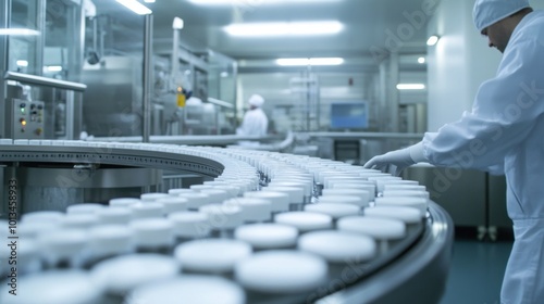 Production Line for Pharmaceutical Products in a Modern Factory