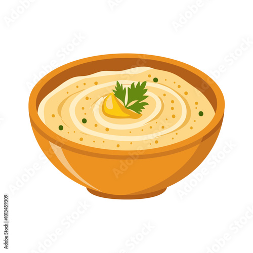 Bowl of Hummus with Parsley