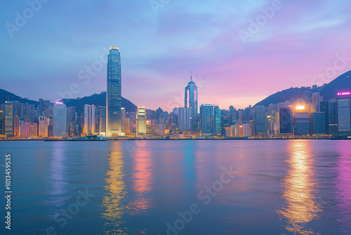 Evening City Skyline at Dusk