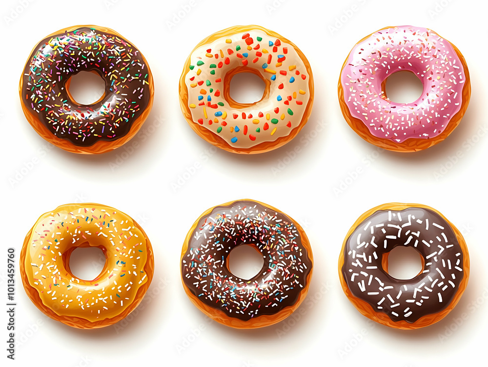 Flat Isolated Hanukkah Donuts on White Background - Traditional Holiday Food Illustration for Infographics on Hanukkah Customs and Celebrations Flat Isolated Hanukkah Donuts on White Background - Traditional Holiday Food Illustration for Infographics on Hanukkah Customs and Celebrations