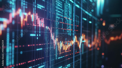 Dynamic Financial Graphs on Digital Screens Showcasing Market Trends and Data Visualization