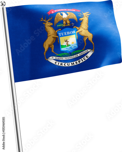 Michigan Realistic Waving Flag