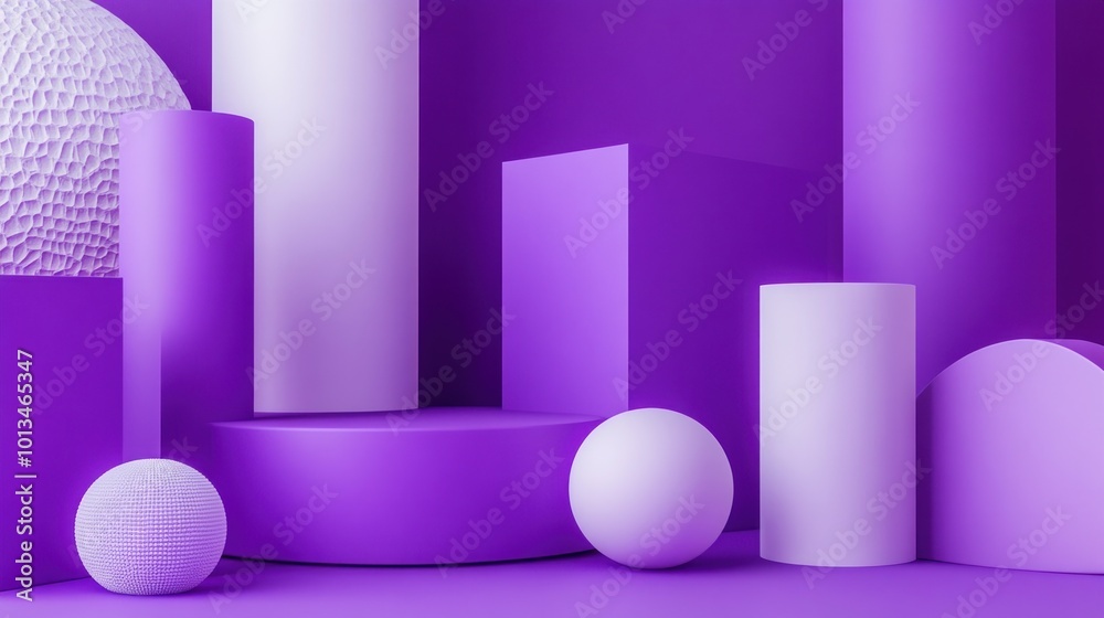 Abstract Purple Geometric Shapes