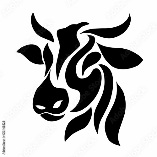 tribal art design abstract cow head