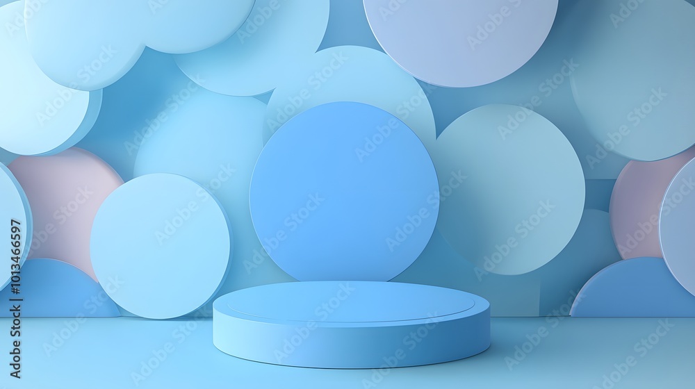 blue podium with circles background. blue podium with circles background.