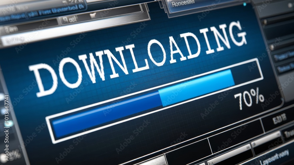 Progress bar indicating a download is at 70% completion Progress bar indicating a download is at 70% completion