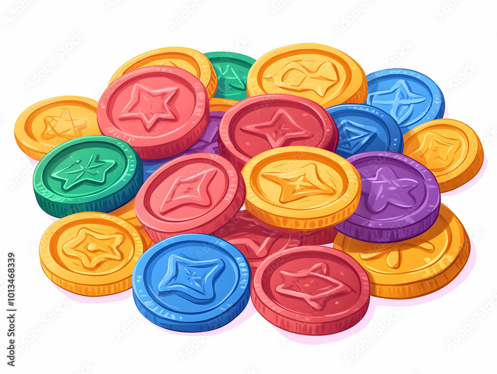 Flat Isolated Hanukkah Gelt Coins on White Background - Perfect for Infographics and Educational Content on Hanukkah Traditions Flat Isolated Hanukkah Gelt Coins on White Background - Perfect for Infographics and Educational Content on Hanukkah Traditions