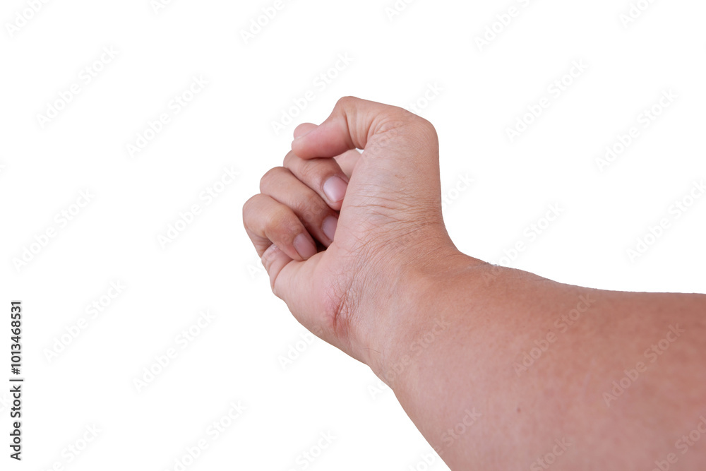 Male asian hand gestures isolated over the white background. First person view. Male asian hand gestures isolated over the white background. First person view.
