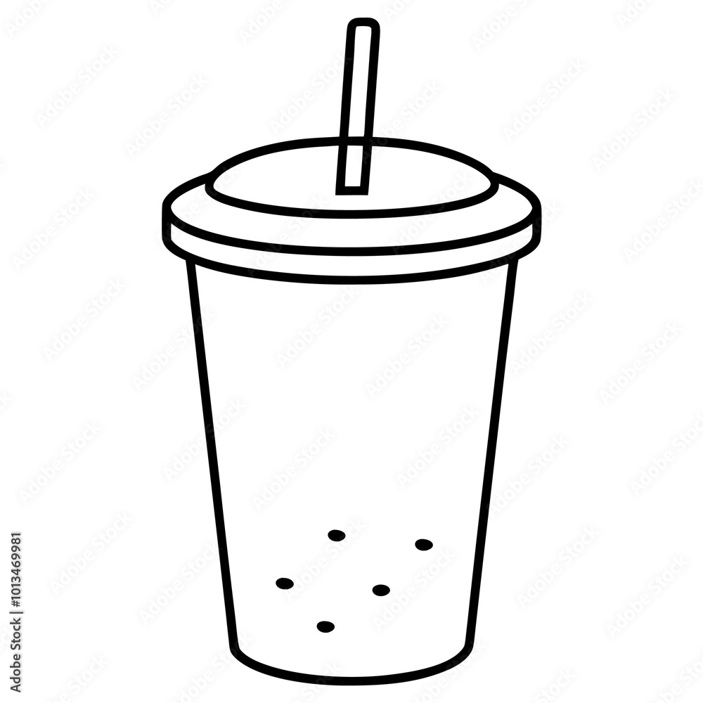 simple milk tea outline coloring book page line art drawing