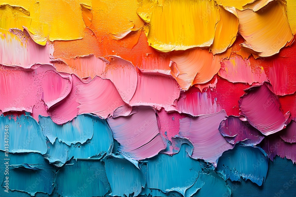 Obraz premium Vibrant abstract color layers showcasing a blend of hues on textured canvas. Generative AI