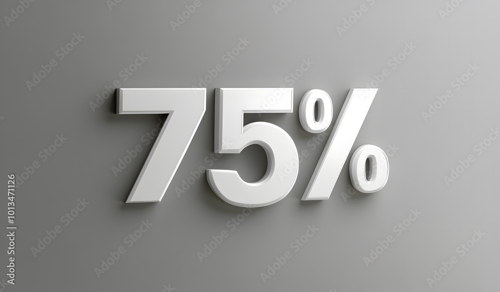 75 percent 3d metal text isolated on white design, 3d render illustration design 75 percent 3d metal text isolated on white design, 3d render illustration design