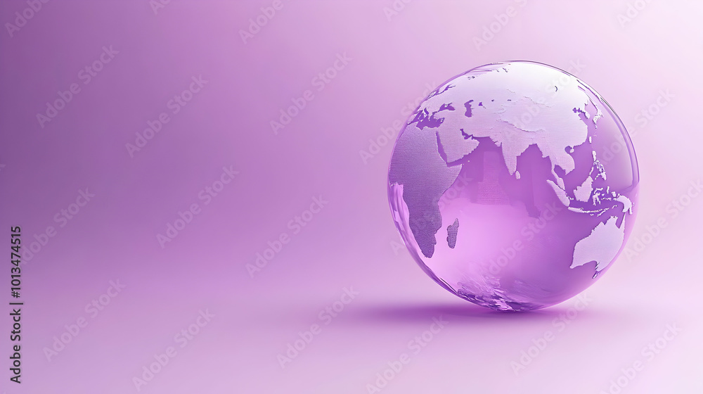 3D Minimalist Light Purple Background with Globe Outline for Global Human Rights Day - Copy Space for Equality Messages 3D Minimalist Light Purple Background with Globe Outline for Global Human Rights Day - Copy Space for Equality Messages