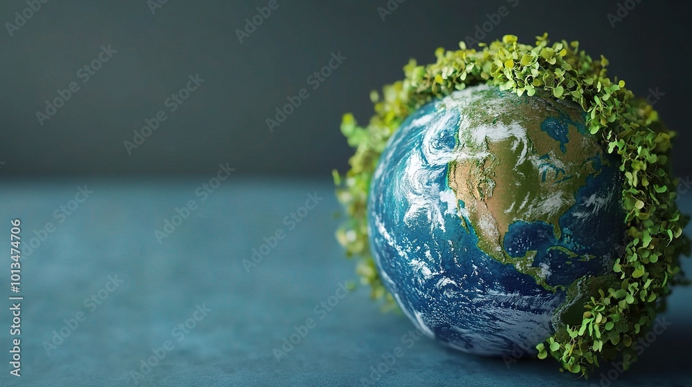 Earth Surrounded by Greenery and Nature Elements