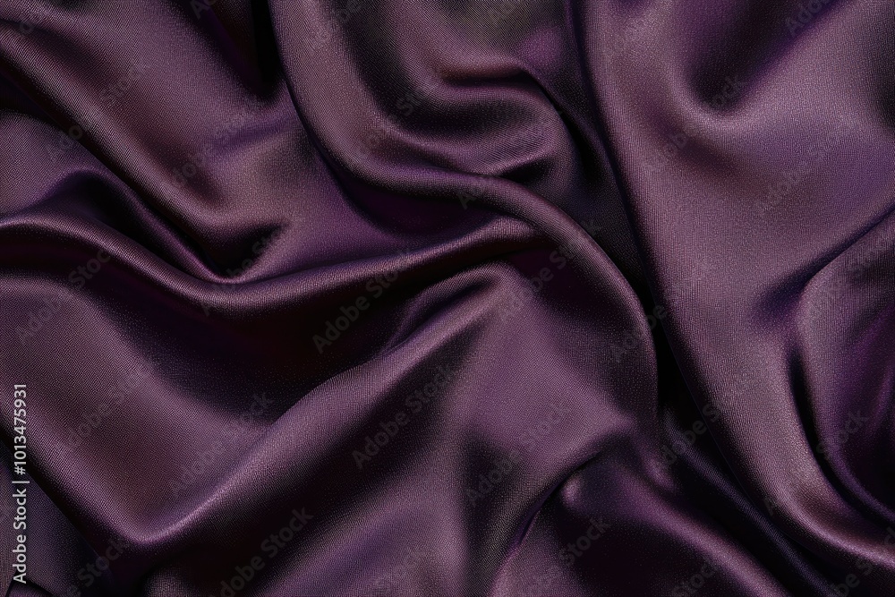 Fototapeta premium Luxurious purple satin fabric draped elegantly, perfect for fashion, decor, or textile design inspiration in vibrant colors.