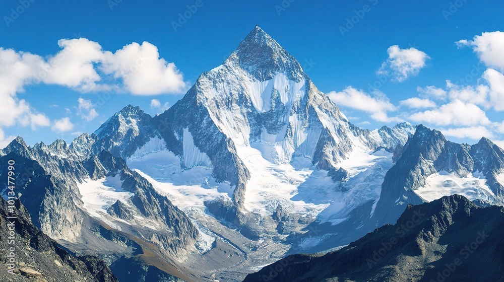 Fototapeta premium Majestic Snow-Capped Mountain with Clear Sky