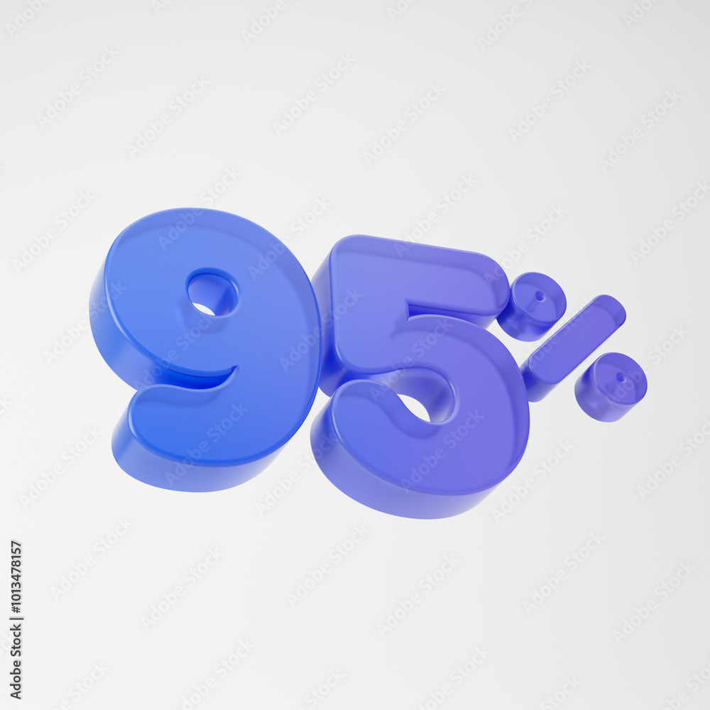 Transparent purple ninety five percent or 95 % isolated over white background. 3D rendering. Transparent purple ninety five percent or 95 % isolated over white background. 3D rendering.