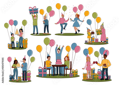 Group of happy people celeb...