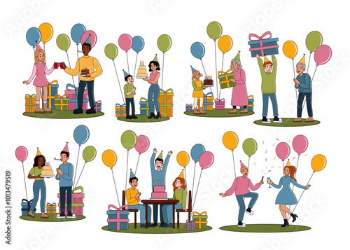 Group of happy people celeb...