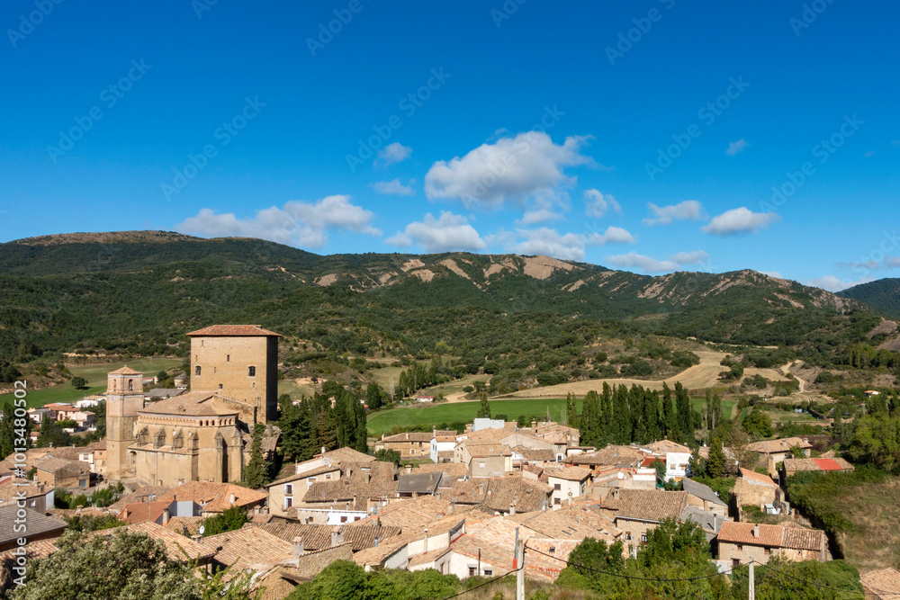 Obraz premium View of the beautiful town of Biel. Zaragoza, Aragon, Spain.