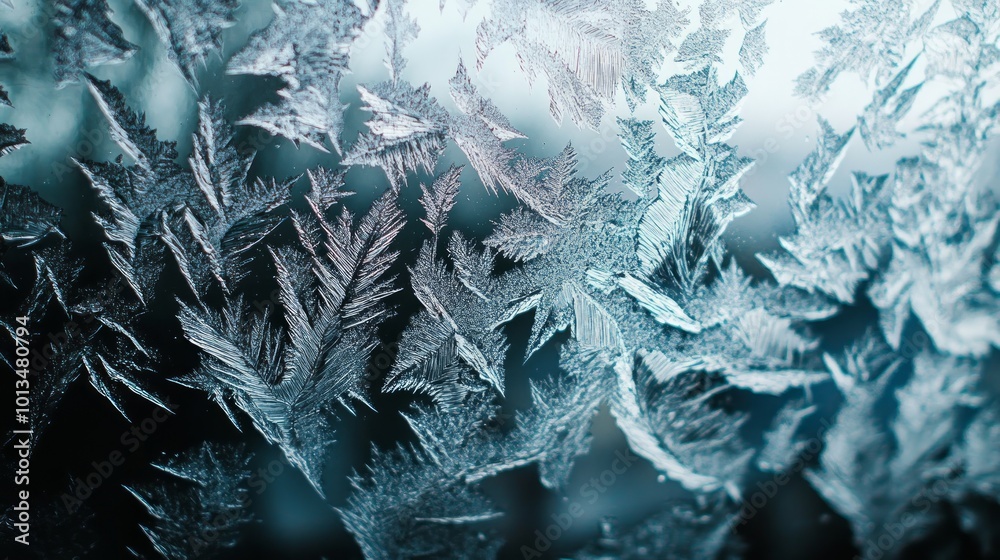 Intricate frosty patterns on a windowpane, showcasing nature's delicate artistry. Intricate frosty patterns on a windowpane, showcasing nature's delicate artistry.