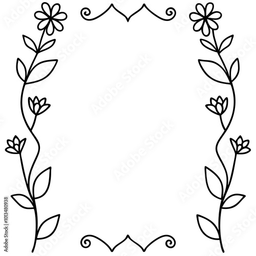 Wallpaper Mural spring frame border vertical template outline coloring book page line art drawing Torontodigital.ca