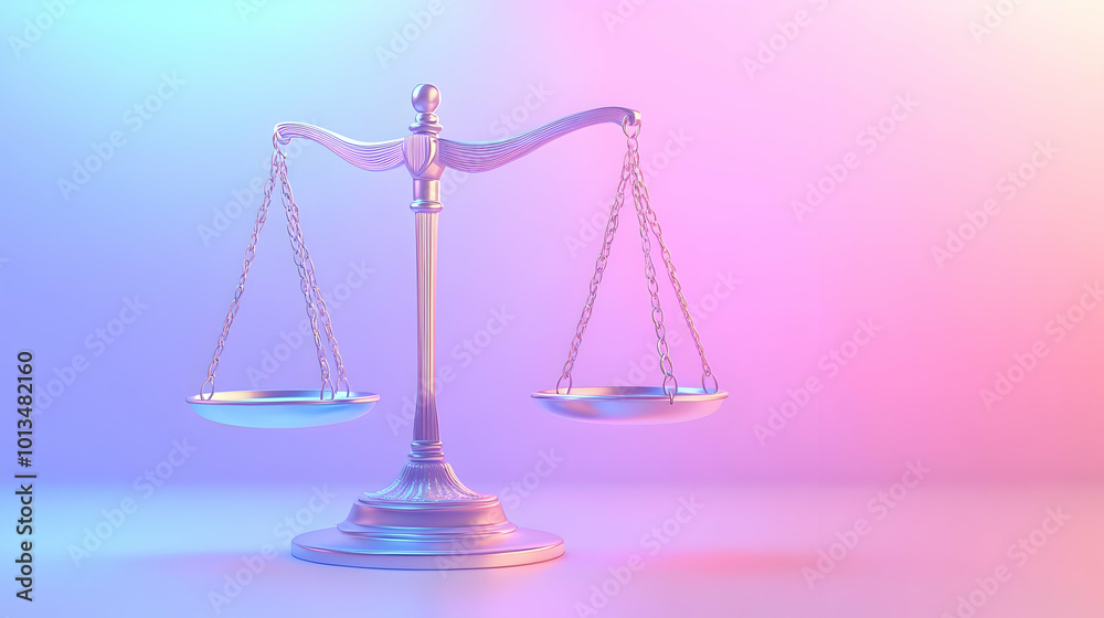 3D Glossy Holographic Balance Scales with Human Rights Badge on White Background | Justice and Equality Concept with Copy Space 3D Glossy Holographic Balance Scales with Human Rights Badge on White Background | Justice and Equality Concept with Copy Space