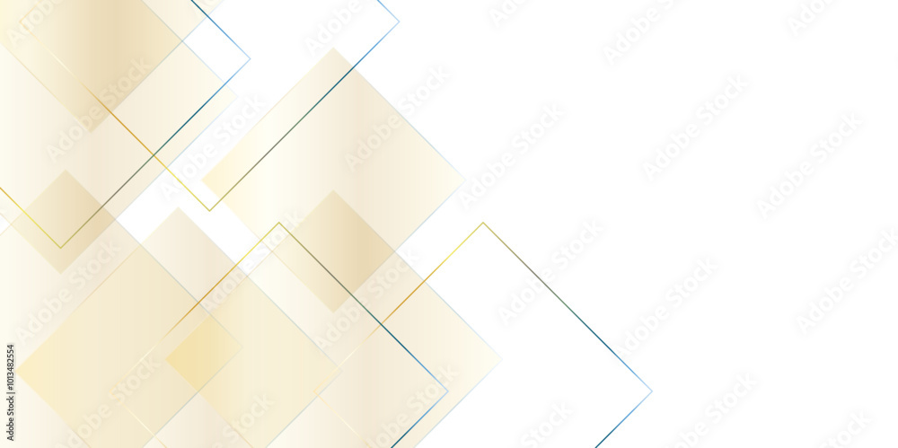 Fototapeta premium Square pattern on banner design. Modern and minimal concept golden abstract geometric background. Vector abstract elegant with copy space template design.