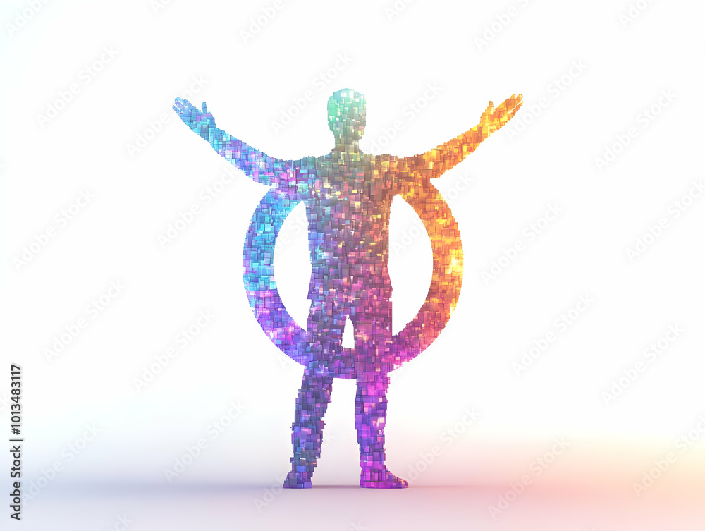 Flat Glossy Holographic Peace Symbol with Glowing Human Rights Text - Isolated White Background for Copy Space in Smart Business Vector Illustration Flat Glossy Holographic Peace Symbol with Glowing Human Rights Text - Isolated White Background for Copy Space in Smart Business Vector Illustration