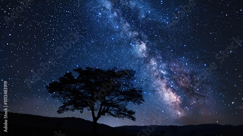 Wallpaper Mural constellations and stars in the night sky with twinkling lights above dark forest Torontodigital.ca