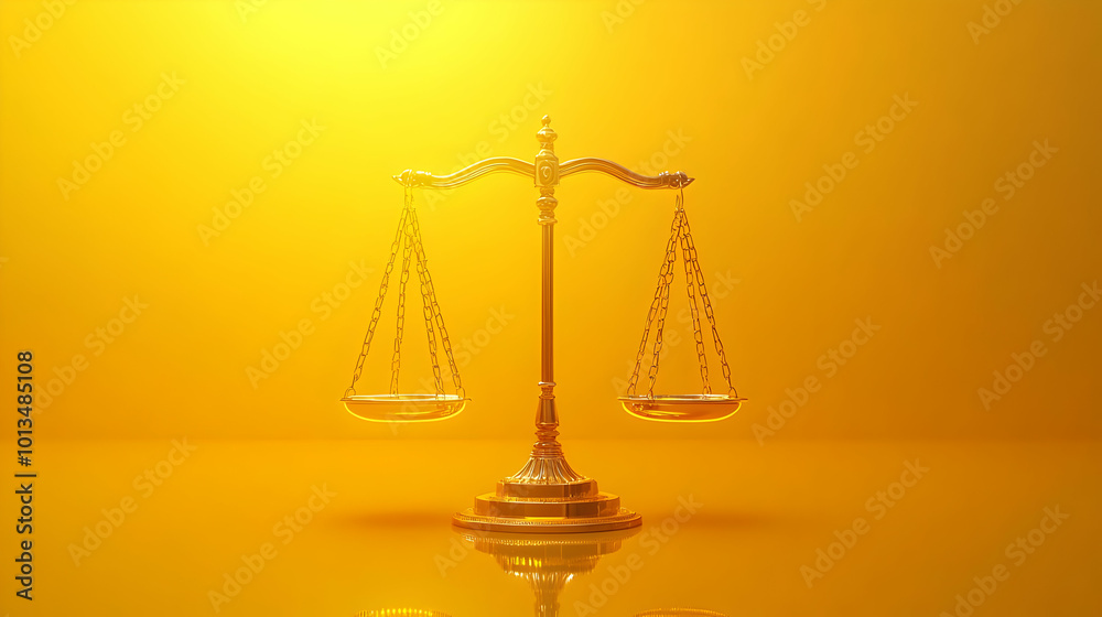 3D Soft Yellow Background with Glowing Scales of Justice for Equality and Law Concepts - Ideal for Human Rights Day Messaging 3D Soft Yellow Background with Glowing Scales of Justice for Equality and Law Concepts - Ideal for Human Rights Day Messaging