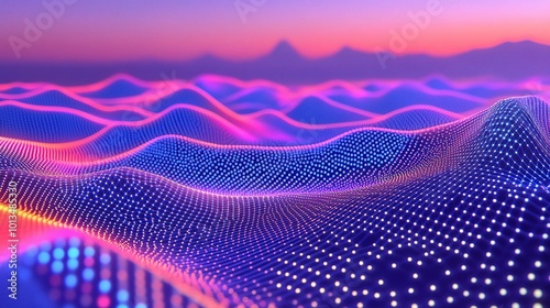 Vibrant Abstract Wave Pattern at Dusk