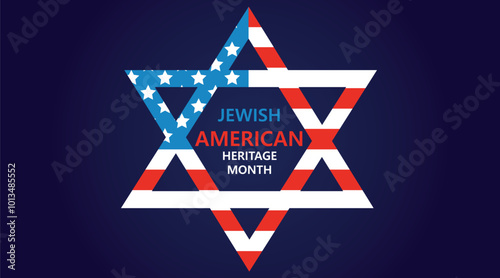 Banner for Jewish American Heritage Month with David star in colors of USA flag 