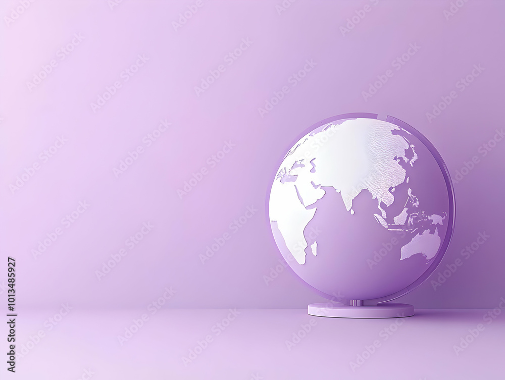 Flat Light Purple Background with Globe Outline for Global Human Rights Concept - Minimalist Copy Space for Equality Messages | Human Rights Day Design Flat Light Purple Background with Globe Outline for Global Human Rights Concept - Minimalist Copy Space for Equality Messages | Human Rights Day Design