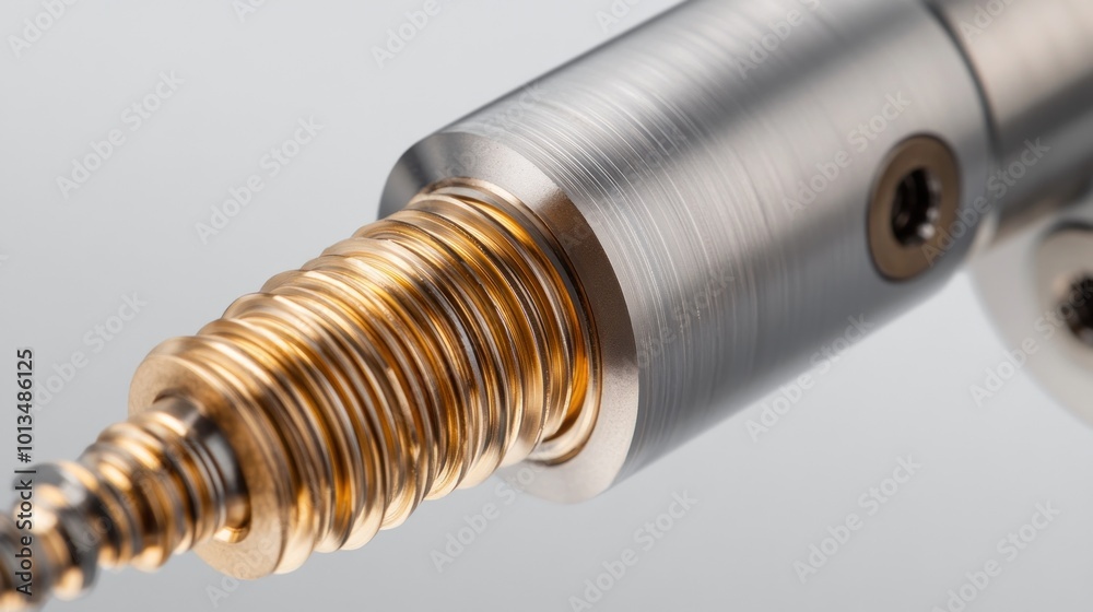Close-up of a Mechanical Component with a Brass Screw Close-up of a Mechanical Component with a Brass Screw
