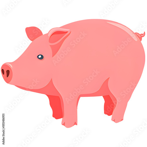 Pink Pig Illustration 